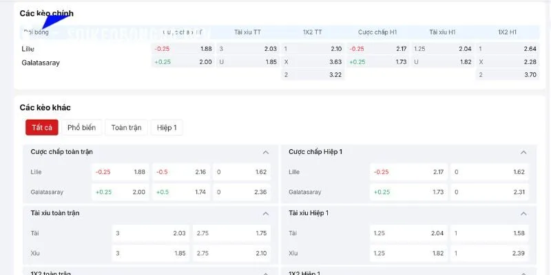 Phân tích kèo tốt cho trận đấu Lille vs Galatasaray